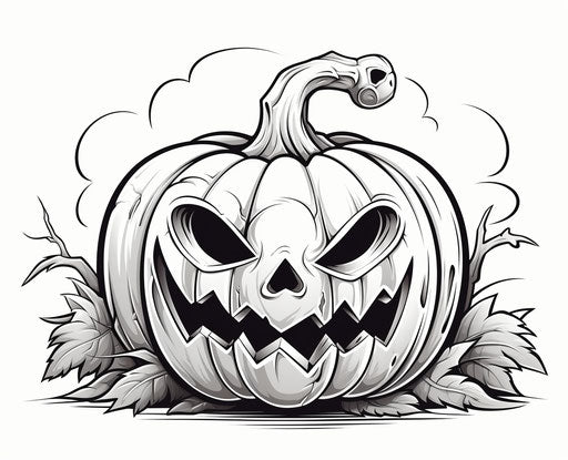 Halloween pumpkin coloring page on white background