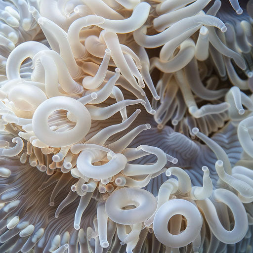 Intricate tentacles of a sea anemone in close-up