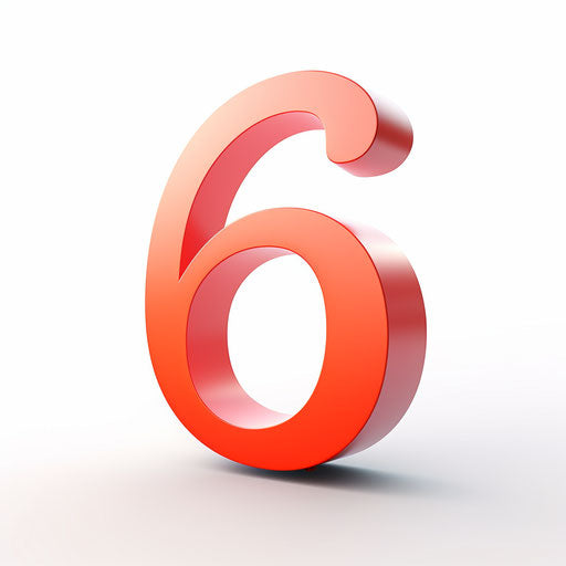 Minimalist number 6 clipart on white background