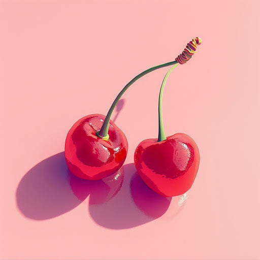 Realistic cherry clipart on random flat background