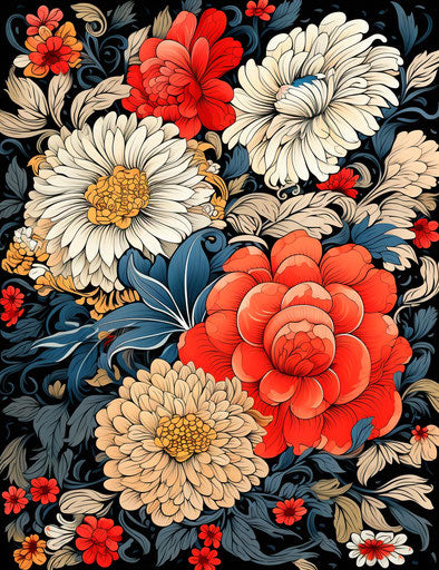 Flower designs, elegant and intricate patterns