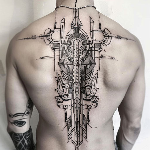 Cyber tribal tattoo on white background