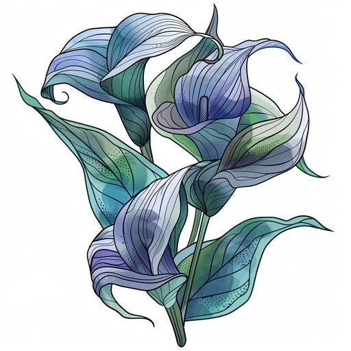 Elegant sketch of a calla lily in flat clipart style