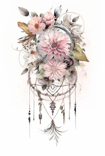 Dream catcher with flowers and arrows, unexpected fabric combos