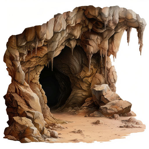 Cave clipart in realistic style on flat white background