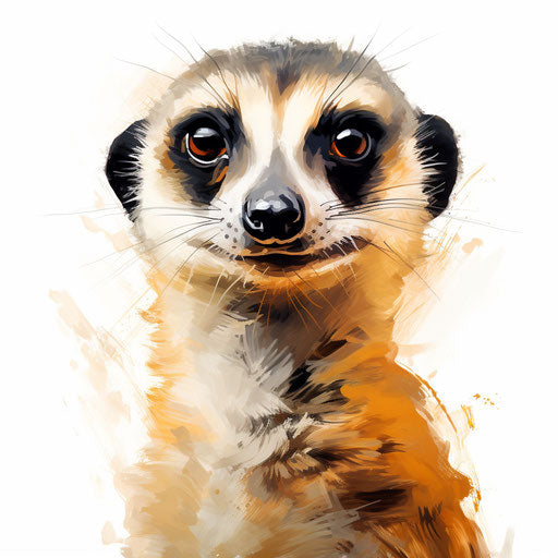 Meerkat clipart in the style of Oil painting, on a white background