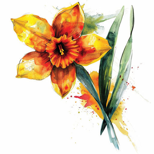 Vibrant watercolor December birth flower tattoo design