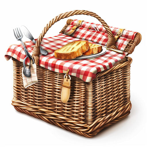 Picnic basket in realistic style with shadows and reflections
