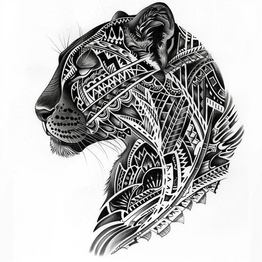 Polynesian-Inspired Black Panther Tattoo Design
