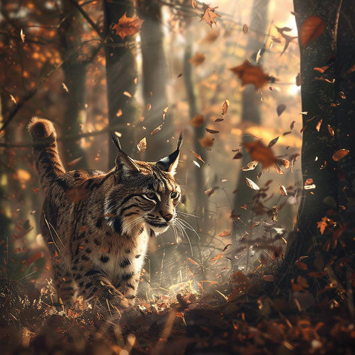 Lynx in an autumn forest