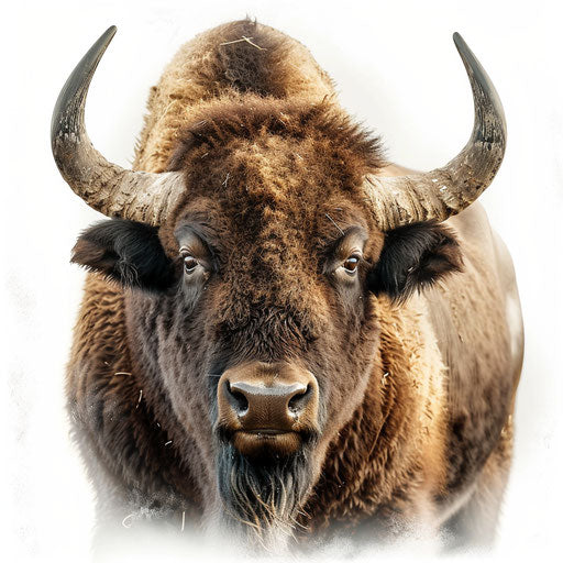 Realistic buffalo illustration on flat white background