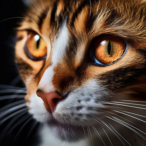 Calico cat closeup of the face