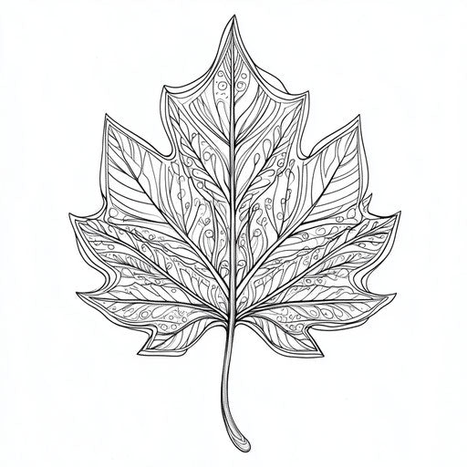 Serene leaf with elegant line work, Megan Hess style