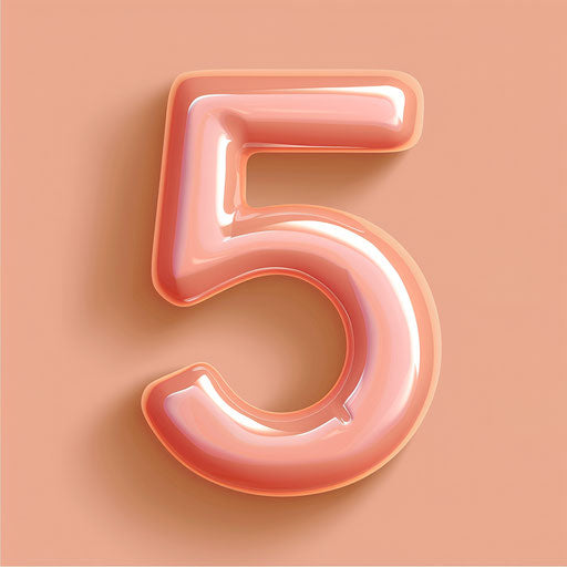 Realistic style number 5 clipart on flat pastel peach background