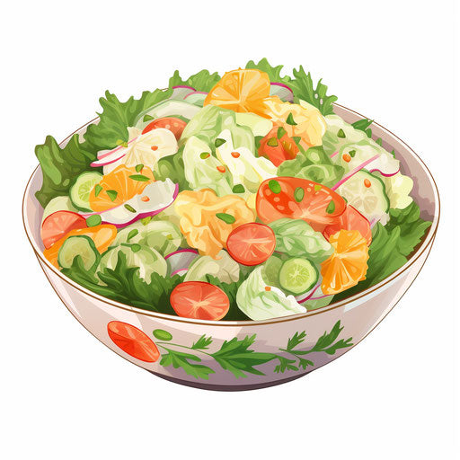 Salad illustration in the style of pastel colors