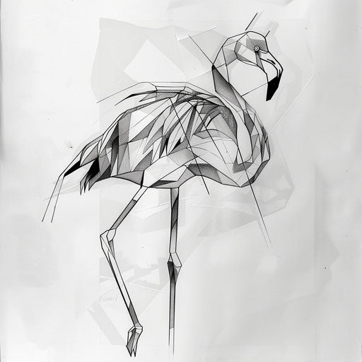 Abstract geometric flamingo tattoo design with sharp angles