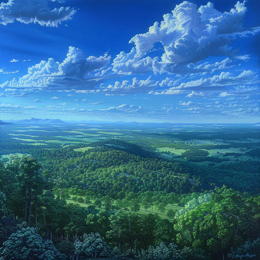 Ozark Mountains under a brilliant blue sky