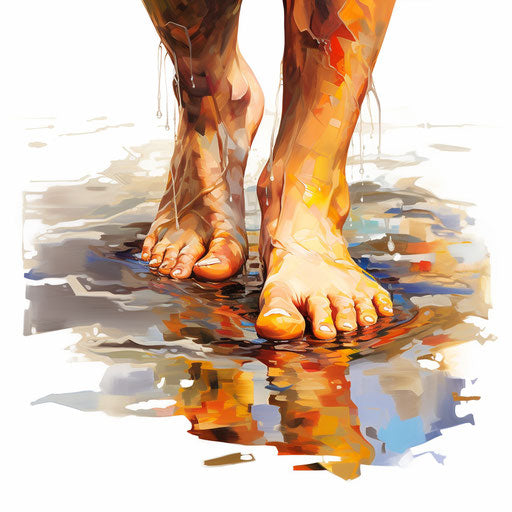 Foot illustration in the style of Oil painting, on a white background