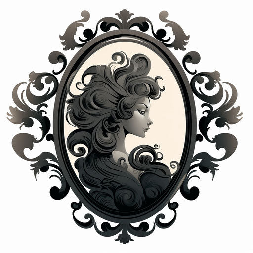 Oval clipart in the style of Chiaroscuro Art on white background