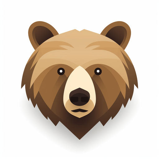 Minimalist style bear face clipart, on white background