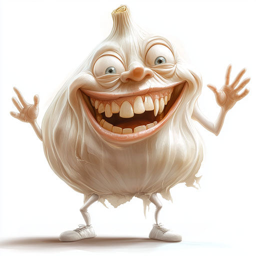 Innovative Garlic Caricature Clipart for Educational Tools