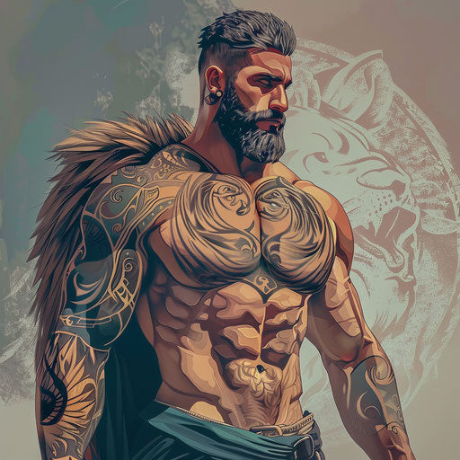 Elegant tattoo sketch Hercules in Nemean lion skin