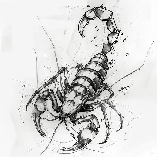 Flat tattoo sketch of Scorpio zodiac sign