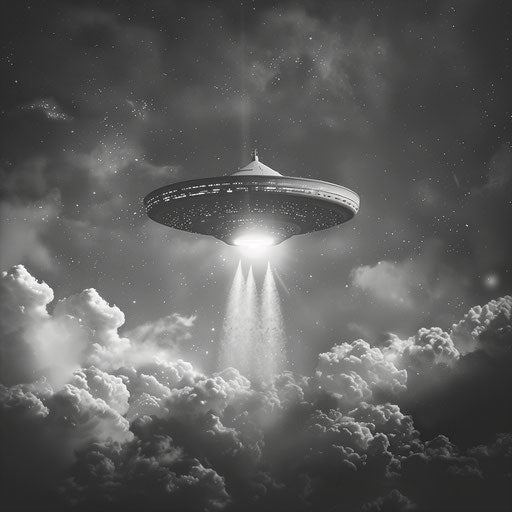 Realistic UFO Clipart with Random Background and Detailed Wings