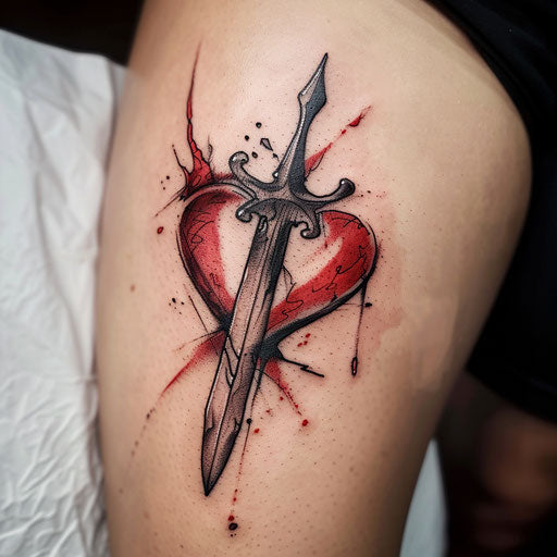 Heart tattoo with dagger curse mark