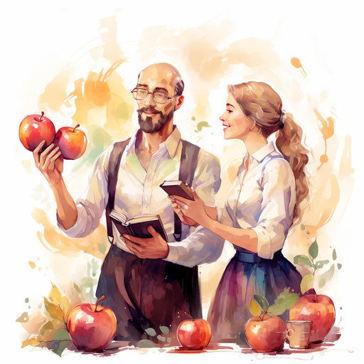 Teachers day clipart in the style of Oil painting