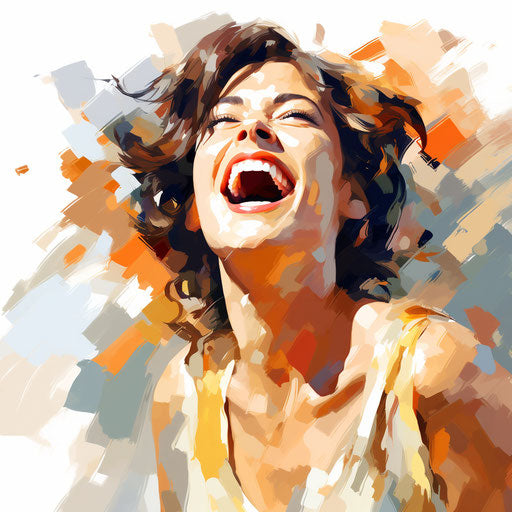 Laughing clipart in the style of Impressionistic Art, on a white background