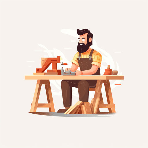 Minimalist-style carpenter clipart on white background
