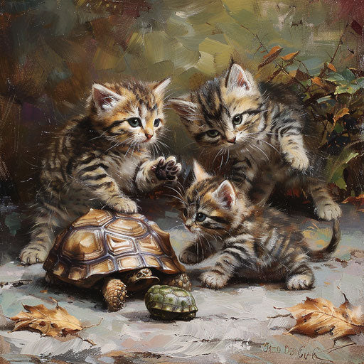 Tortoise cat kittens play
