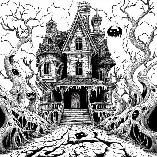 Haunted House Coloring Page: Perfect for Kids