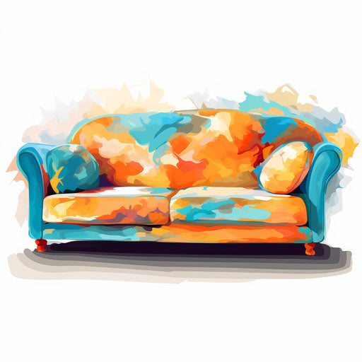 Couch drawing with an Impressionistic Art touch