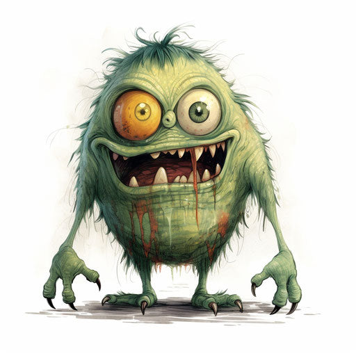 Monster clipart in the style of oil painting