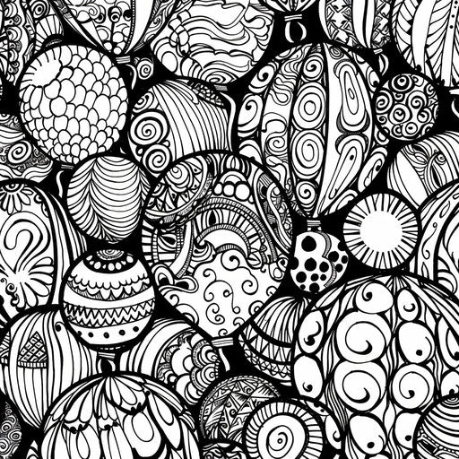 A cluster of colorful balloons with intricate patterns