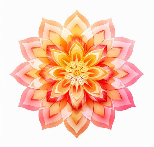 Origami or decorative mandala with gradient color blends