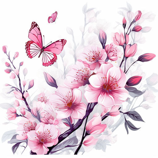Beautiful flower with butterflies in spring