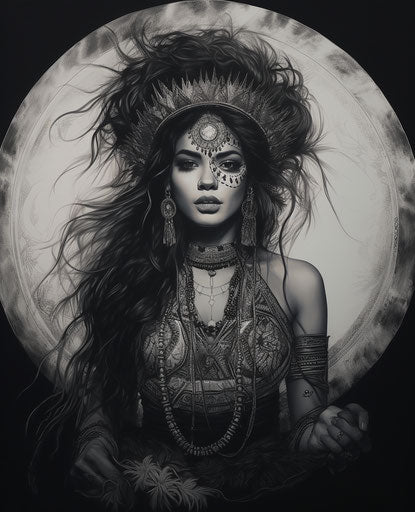 Captivating portrait of an Indian girl on a drum