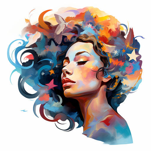 Dream illustration in the style of oil painting, on a white background