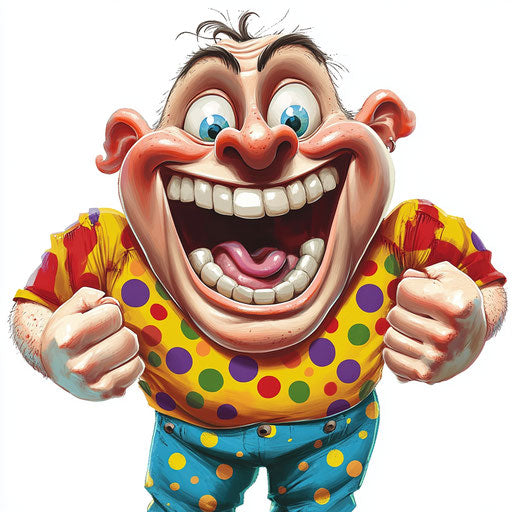 Humorous caricature of a happy caricature clipart with human characteristics