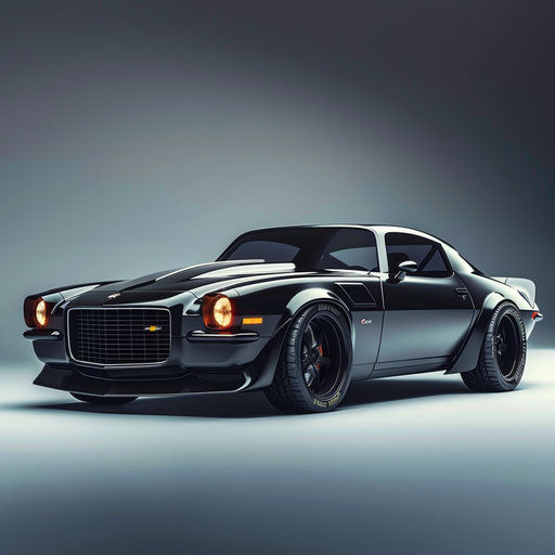 Classic Chevrolet Camaro with futuristic matte black finish