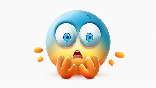 Shocked emoticon with blue and yellow gradient