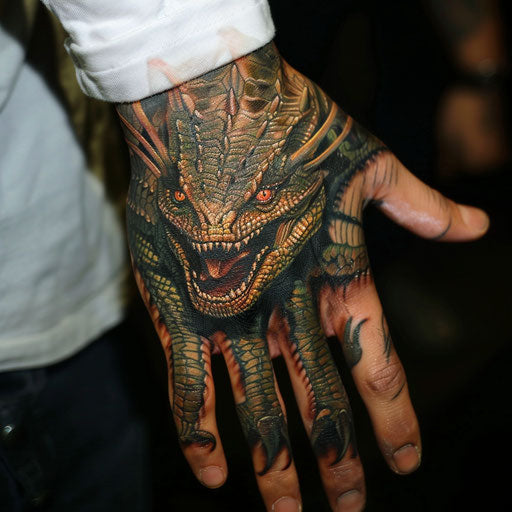 Fantasy creature hand tattoo