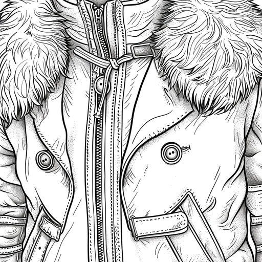 Winter coat with fur collar and buttons