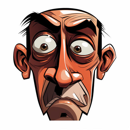 Cartoon face resembling Chiaroscuro Art, on white background