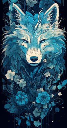 Wild wolves, beautiful symbols of nature in the drawing