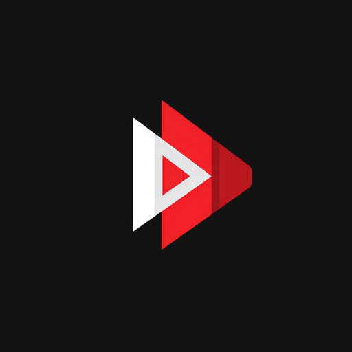 Modern logo for YouTuber with sleek design in red and white on black background