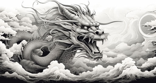 Dragon with sword and flame vector design